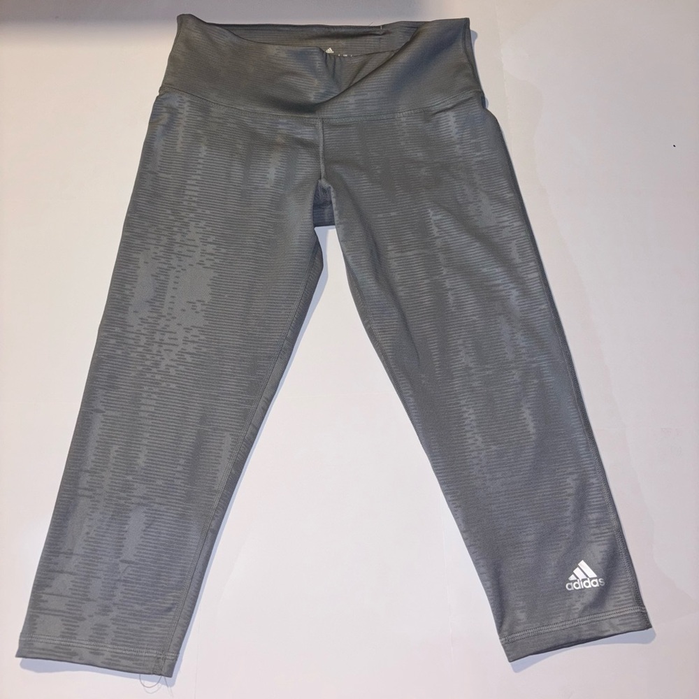 adidas Climalite Cropped Mid-Rise Leggings | Size M | Gray